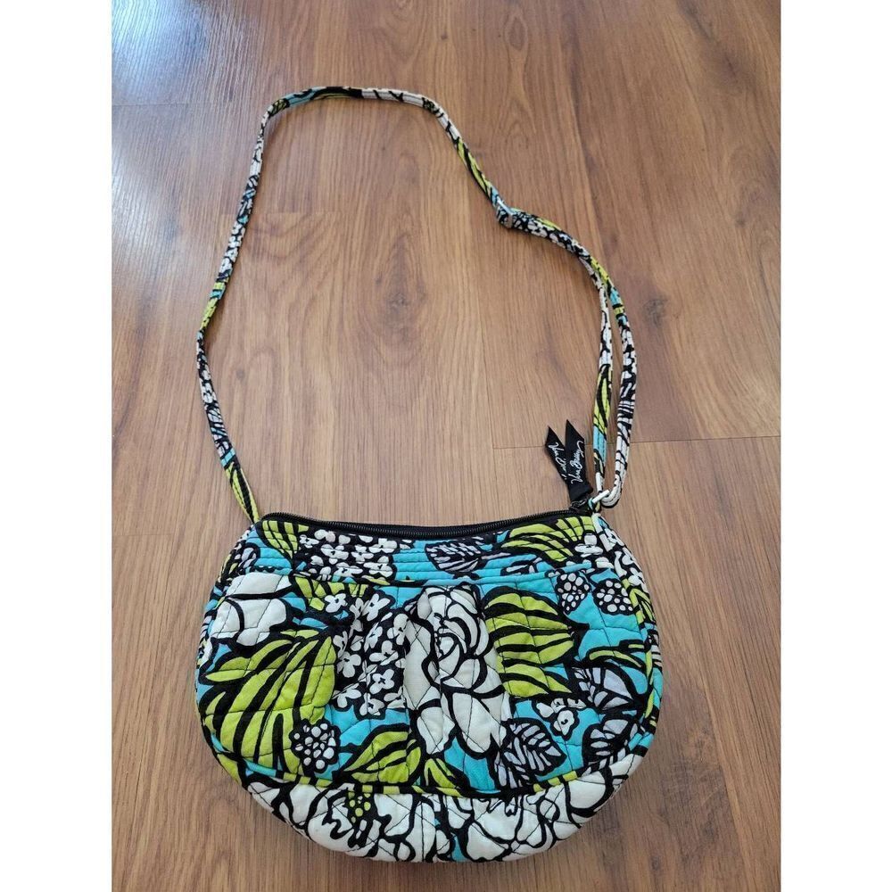 Vera Bradley Island Blooms Quilted Crossbody Bag Floral‎ Turquoise White Black